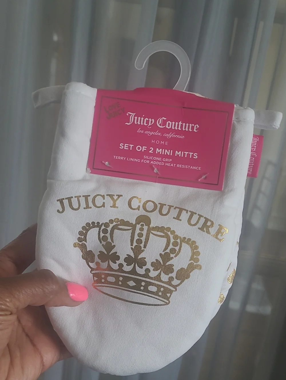 Juicy Couture White Oven Mitt with Gold Crown Logo